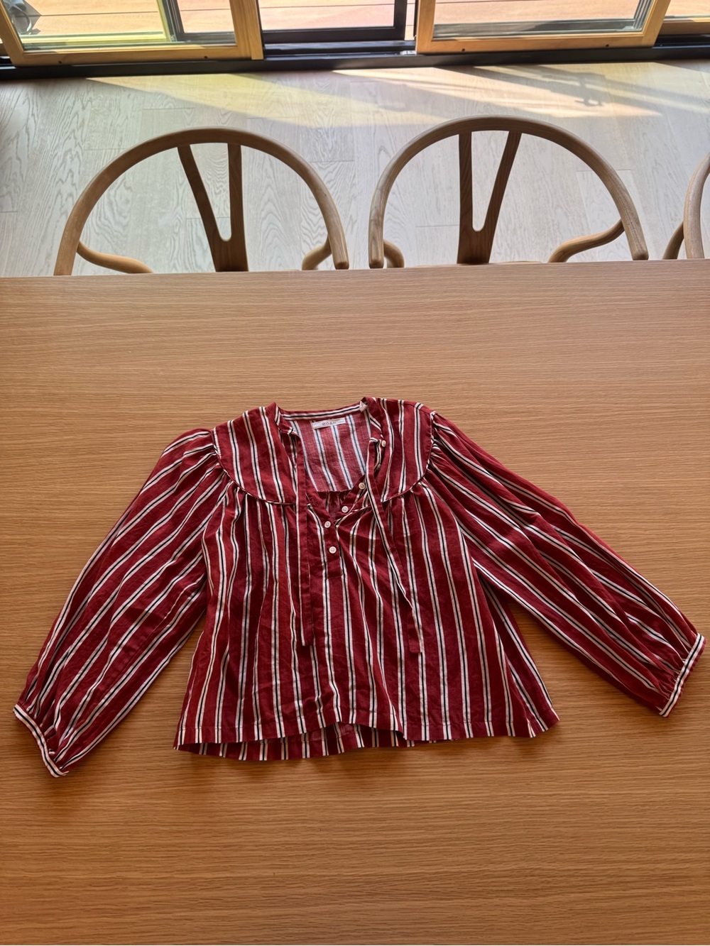 Red Striped Peasant Top